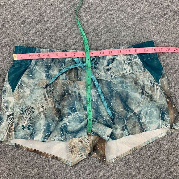 Under Armour Fusion Printed Shorts Womens L Large Blue Drawcord Lightweight - Picture 8 of 14